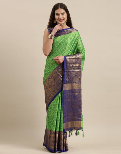 Parrot Green Silk Saree | Sudathi