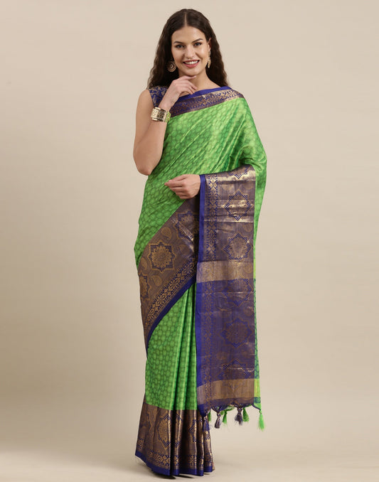 Parrot Green Silk Saree | Sudathi