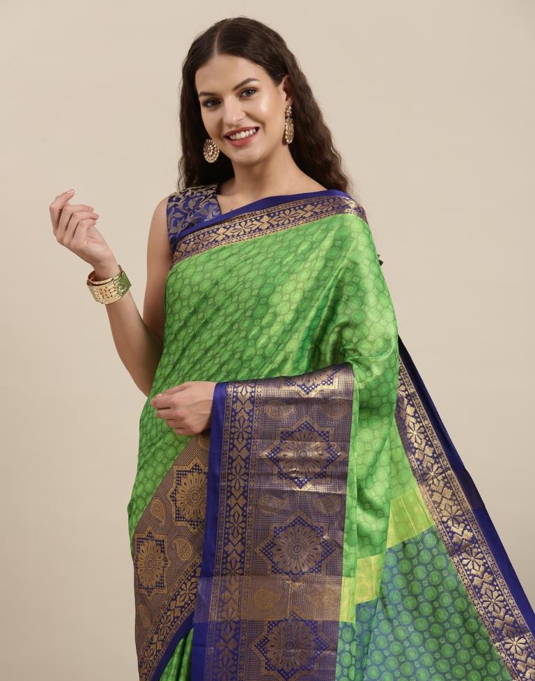 Parrot Green Silk Saree | Sudathi