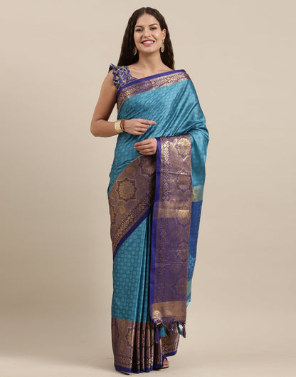 Peacock Blue Silk Saree | Sudathi