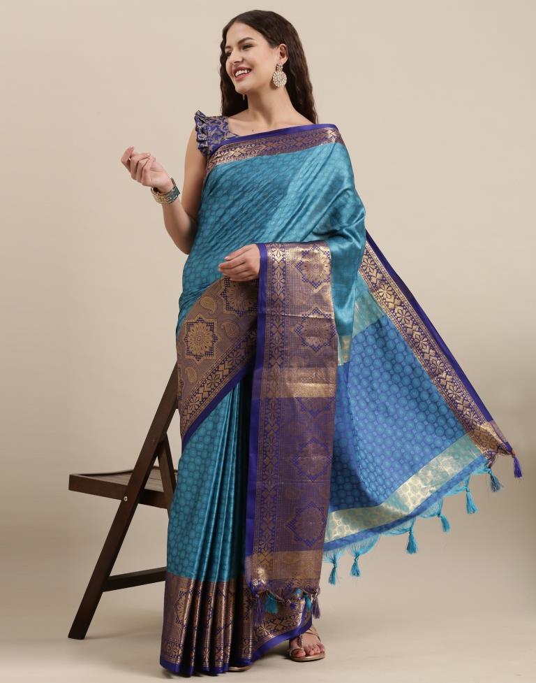 Peacock Blue Silk Saree | Sudathi