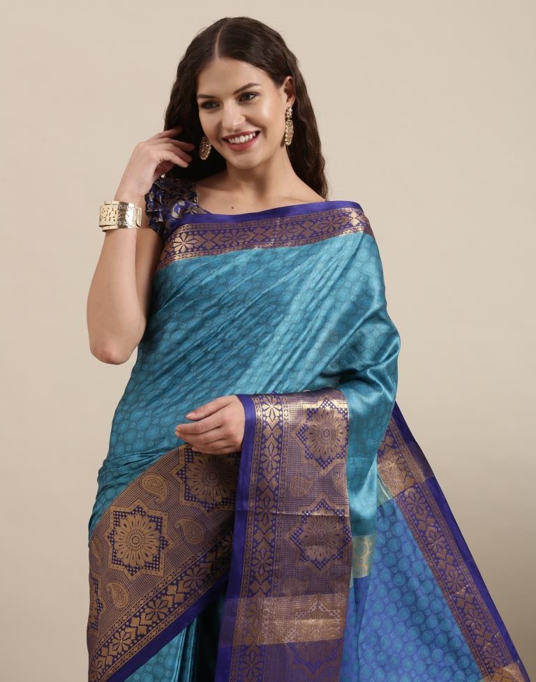 Peacock Blue Silk Saree | Sudathi
