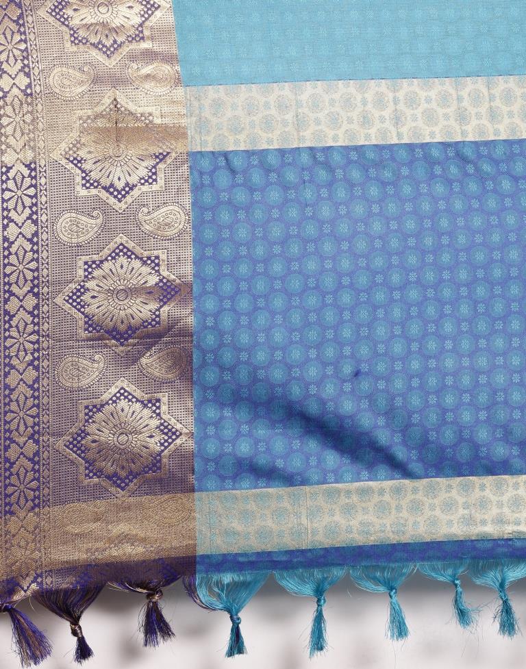 Peacock Blue Silk Saree | Sudathi