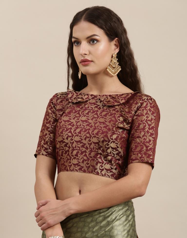 Olive Green Silk Saree | Sudathi