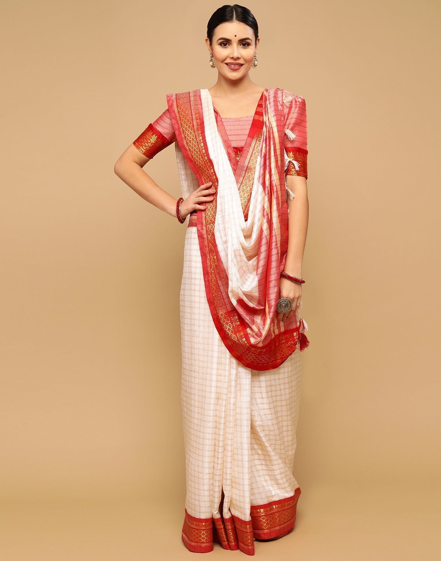 Off White Silk Saree | Sudathi