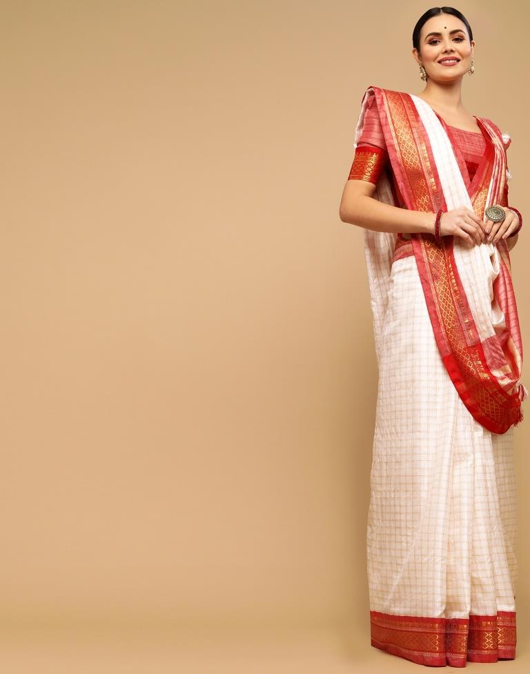 Off White Silk Saree | Sudathi