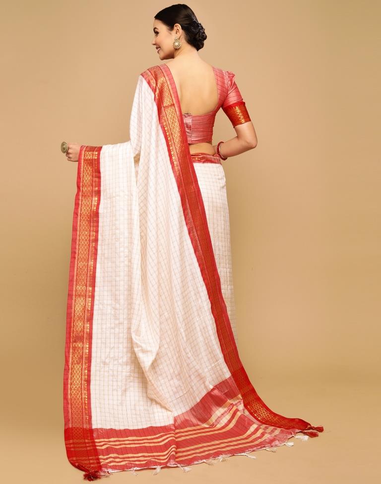 Off White Silk Saree | Sudathi