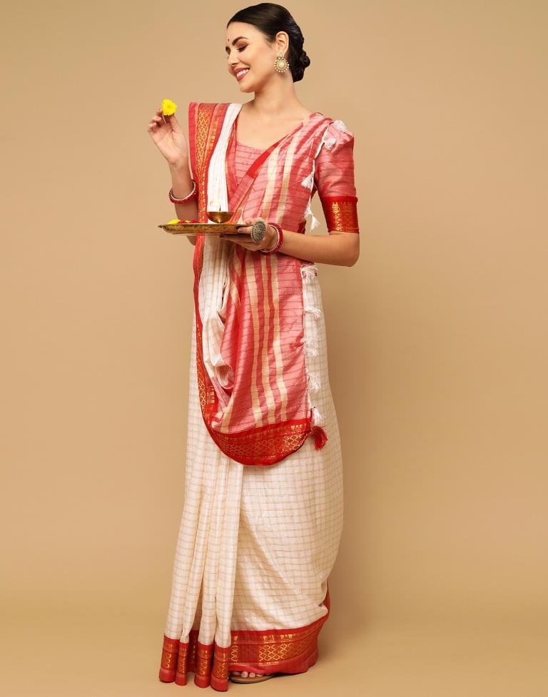 Off White Silk Saree | Sudathi