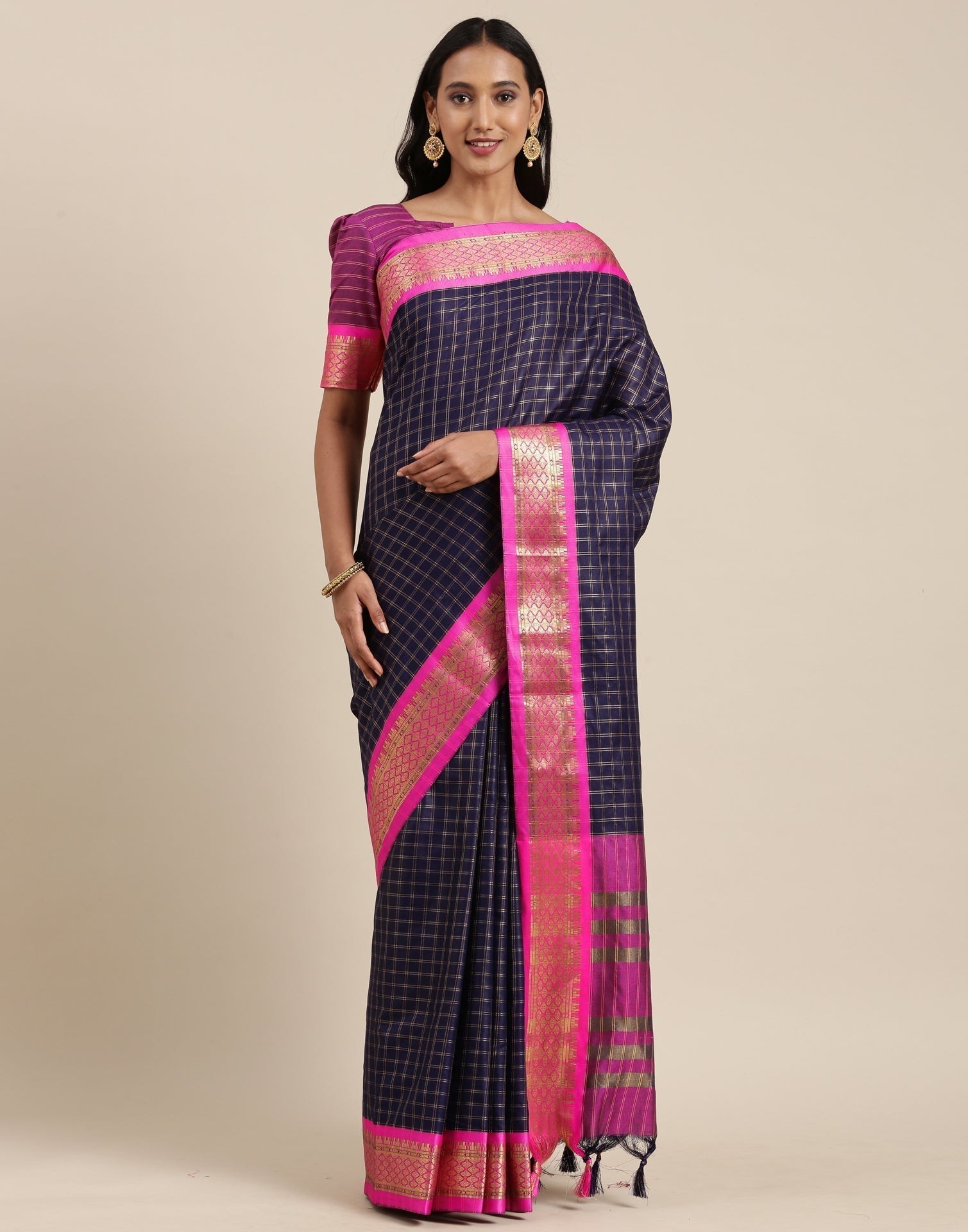 Navy Blue Silk Saree | Sudathi