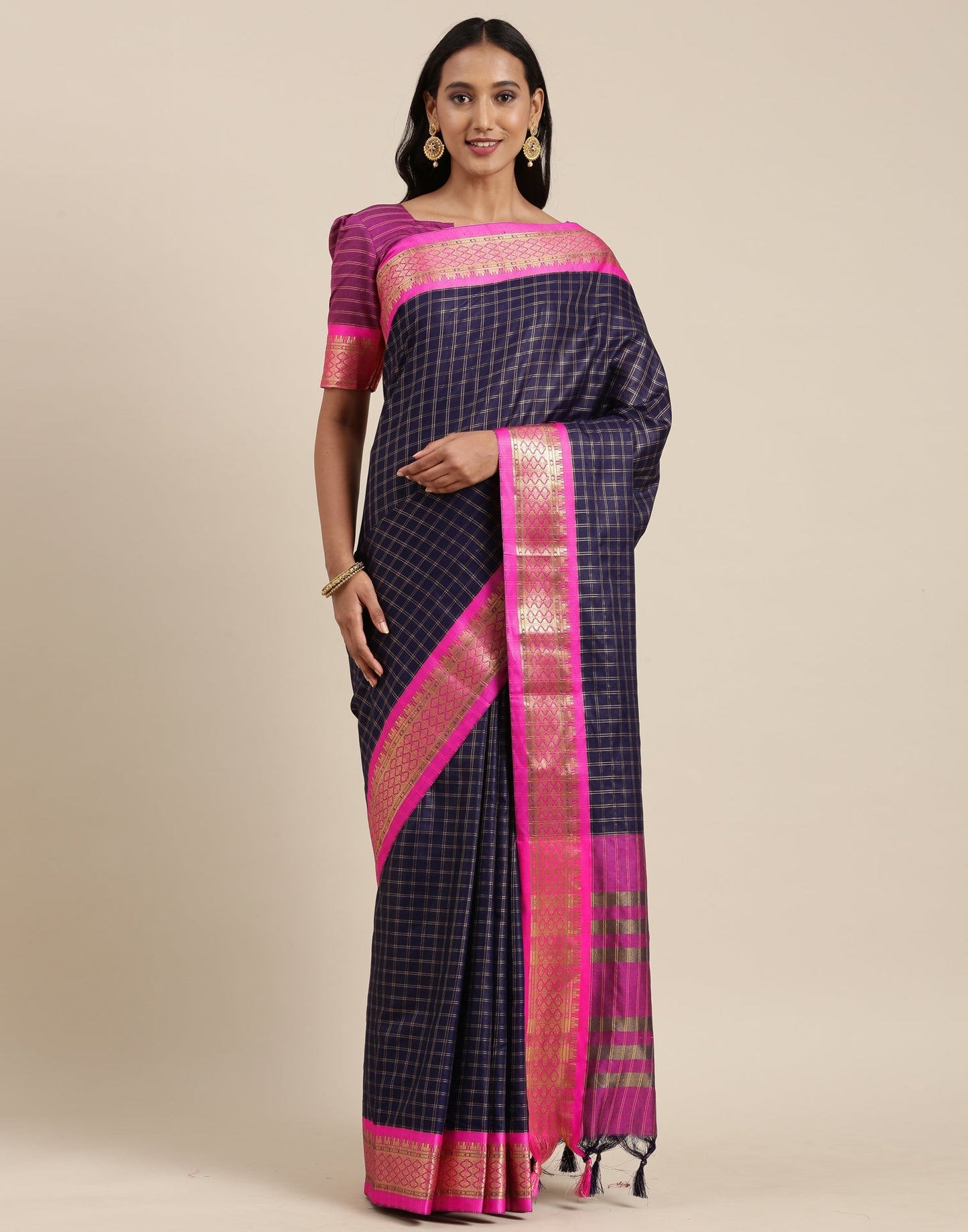 Navy Blue Silk Saree | Sudathi