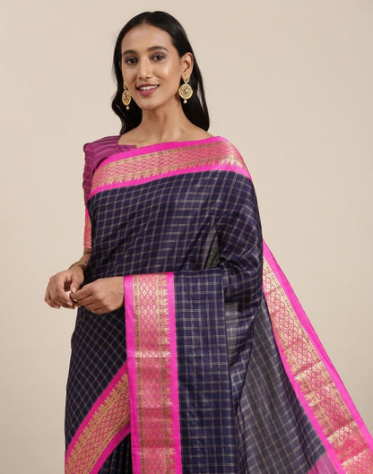 Navy Blue Silk Saree | Sudathi