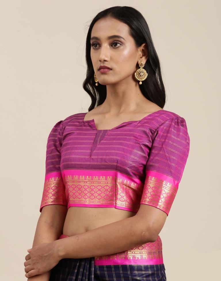 Navy Blue Silk Saree | Sudathi