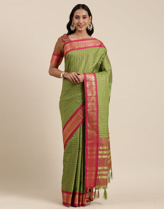 Olive Green Silk Saree | Sudathi