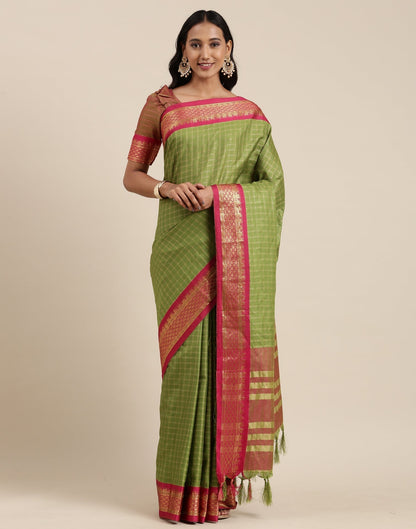 Olive Green Silk Saree | Sudathi