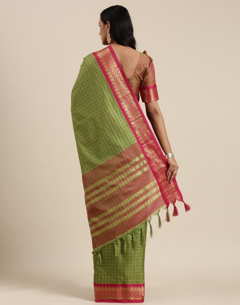 Olive Green Silk Saree | Sudathi