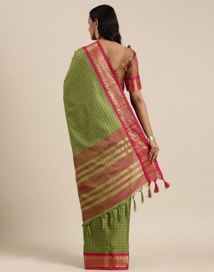 Olive Green Silk Saree | Sudathi
