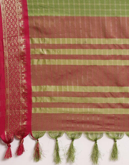 Olive Green Silk Saree | Sudathi