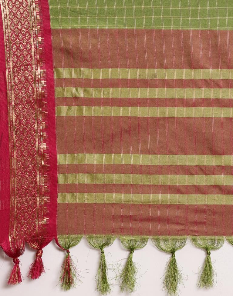 Olive Green Silk Saree | Sudathi