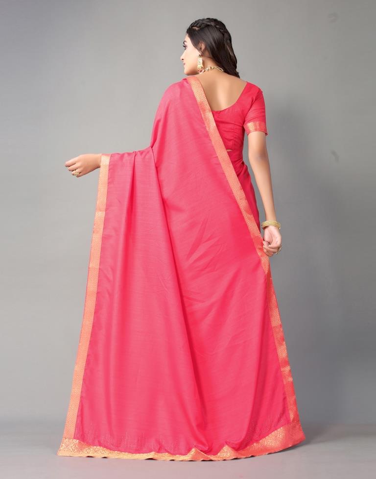 Pink Plain Silk Saree