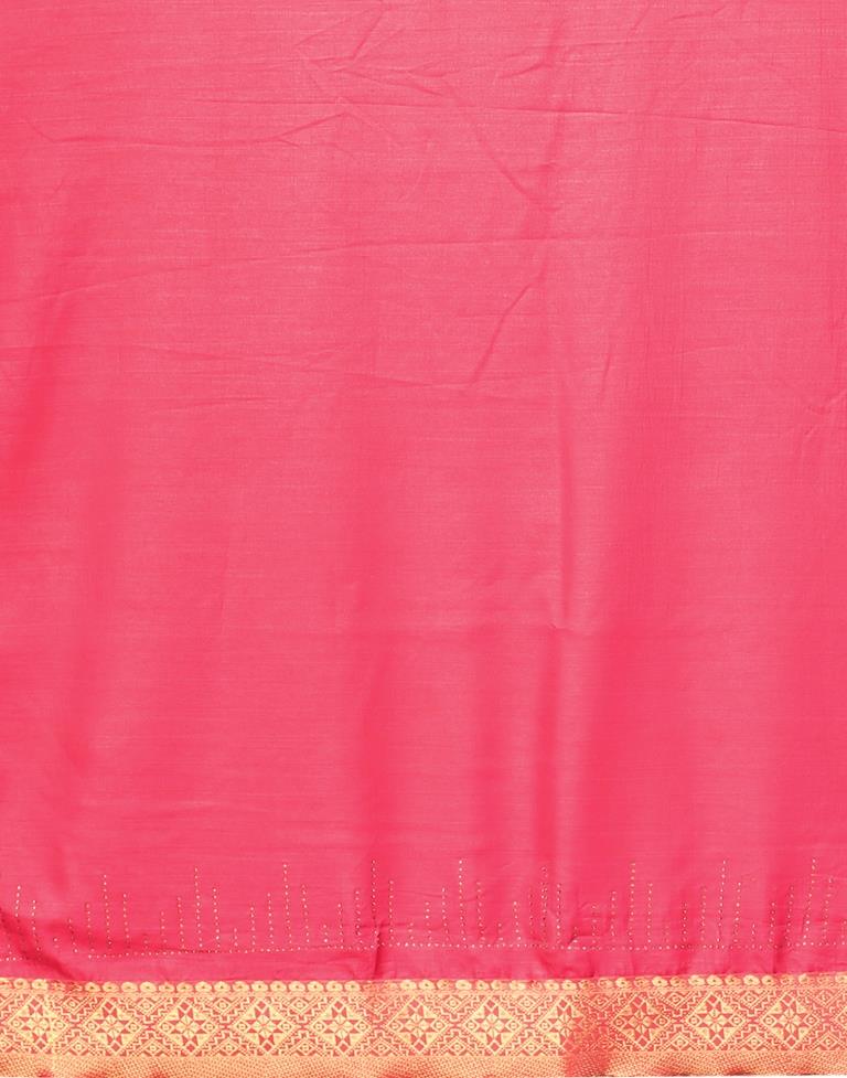 Pink Plain Silk Saree