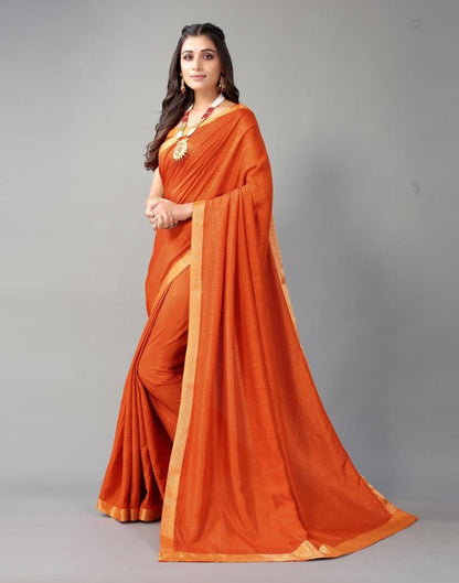 Orange Plain Silk Saree
