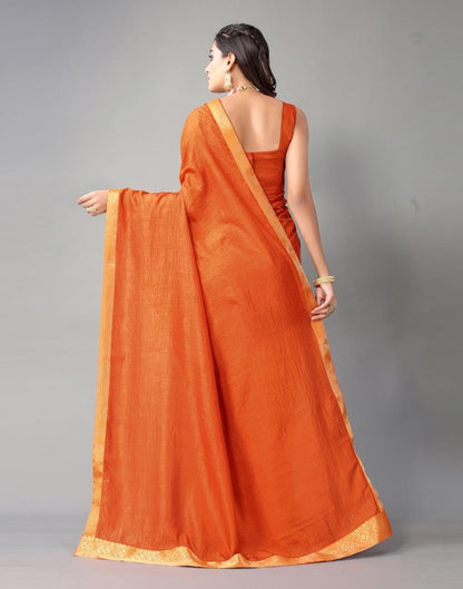 Orange Plain Silk Saree