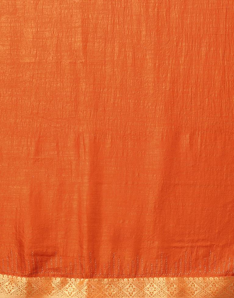 Orange Plain Silk Saree