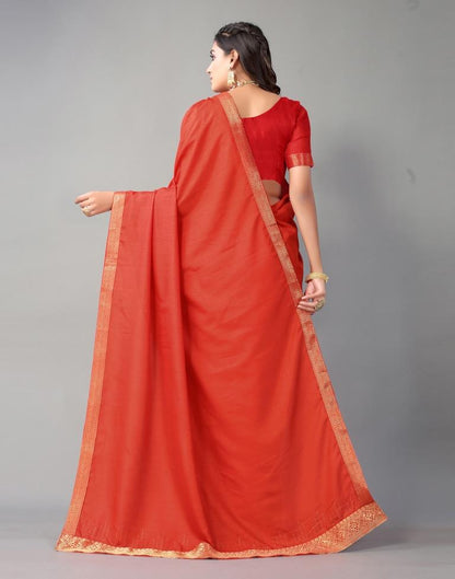 Red Plain Silk Saree