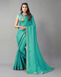 Turquoise Blue Plain Silk Saree