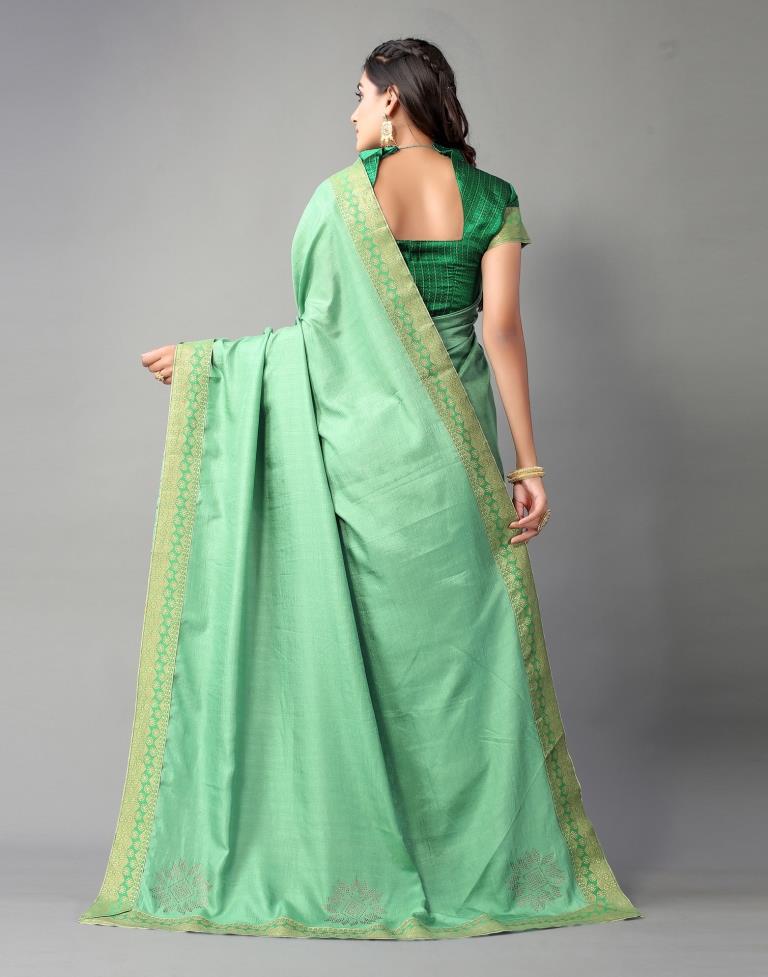Mint Green Plain Silk Saree