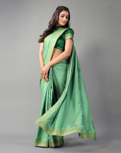 Mint Green Plain Silk Saree