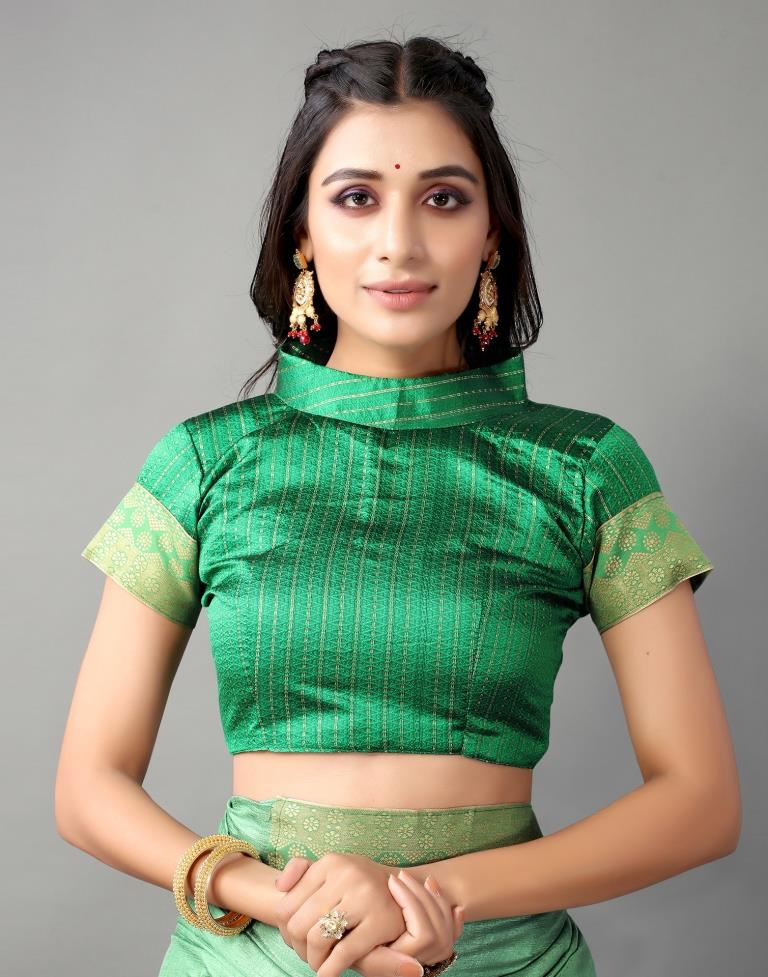 Mint Green Plain Silk Saree