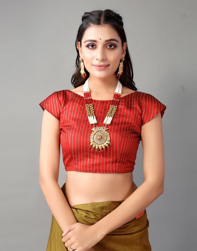 Antique Gold Plain Silk Saree