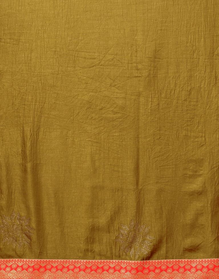 Antique Gold Plain Silk Saree