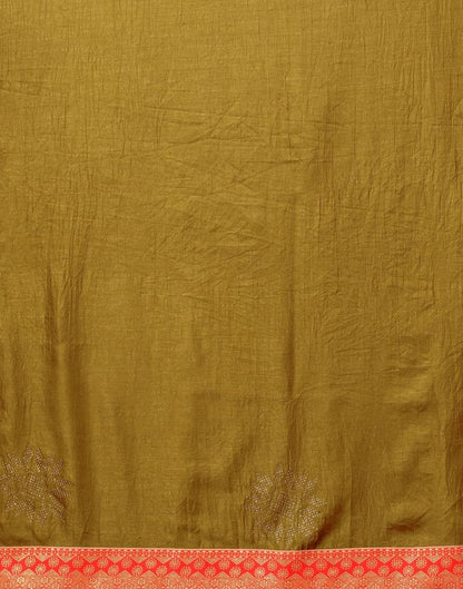 Antique Gold Plain Silk Saree