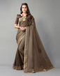 Coffee Brown Plain Silk Saree