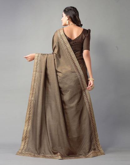Coffee Brown Plain Silk Saree