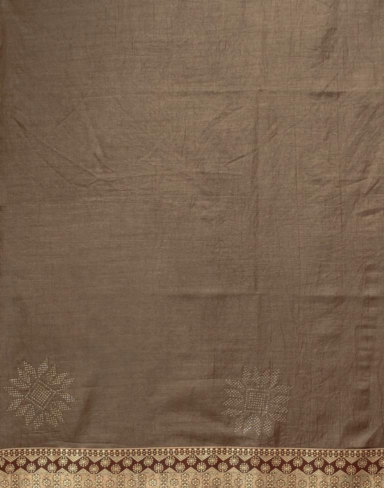 Coffee Brown Plain Silk Saree