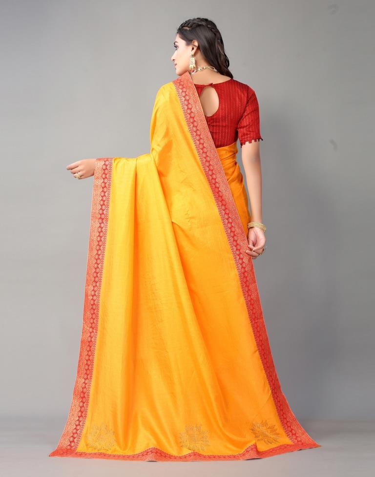 Yellow Plain Silk Saree