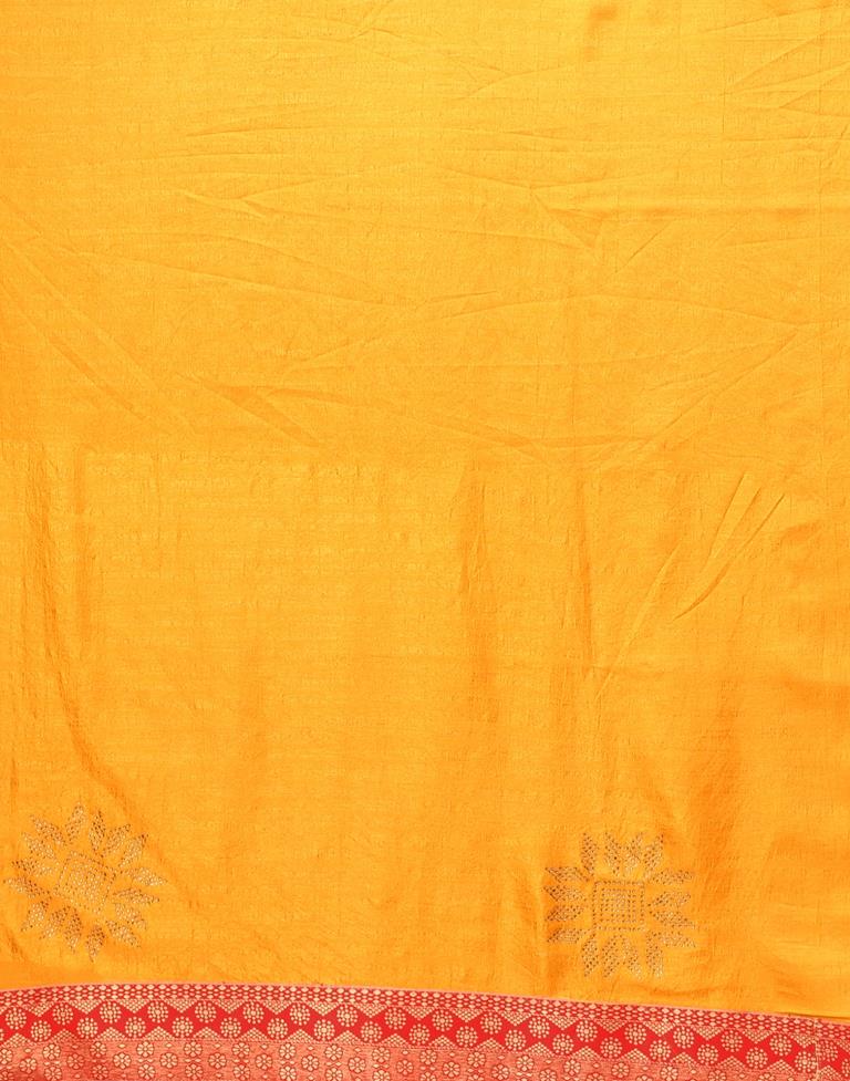 Yellow Plain Silk Saree