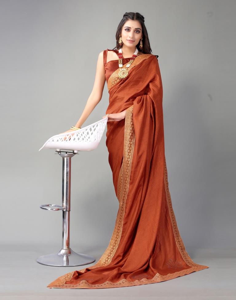 Red Plain Silk Saree