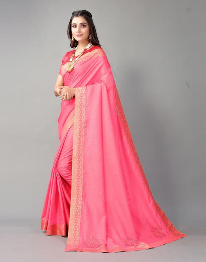 Baby Pink Plain Silk Saree