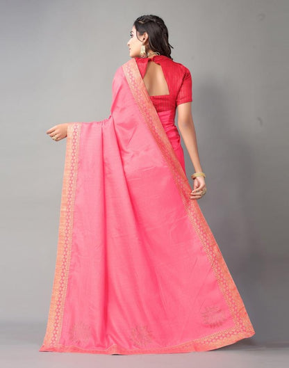 Baby Pink Plain Silk Saree