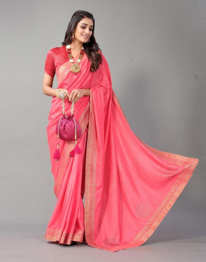 Baby Pink Plain Silk Saree