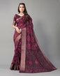 Wine Printed Cotton Saree