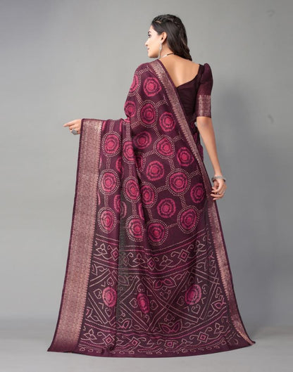 Wine Printed Cotton Saree