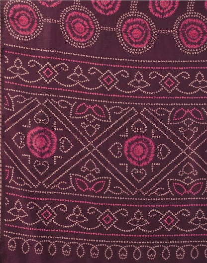 Wine Printed Cotton Saree