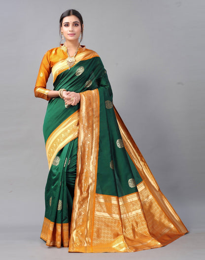 Bottle Green Silk Saree | Sudathi