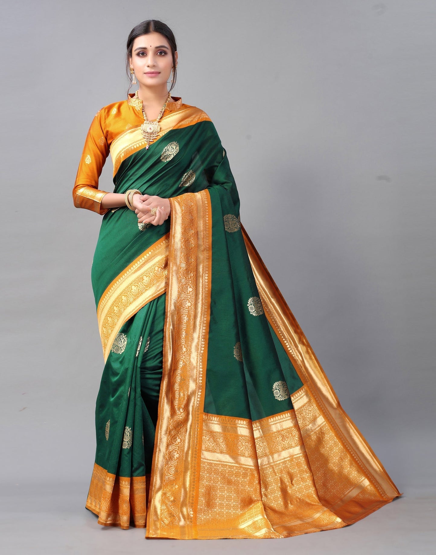 Bottle Green Silk Saree | Sudathi