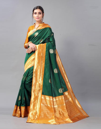 Bottle Green Silk Saree | Sudathi